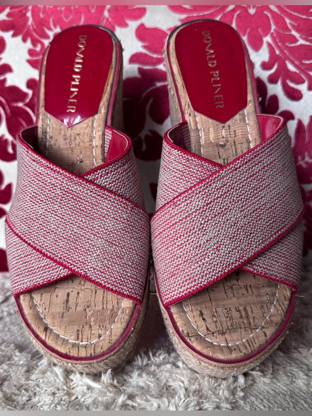 Donald Pliner Ideala Red Woven Platform
Wedge Sandals Sz 6.5 Coastalcore Resort